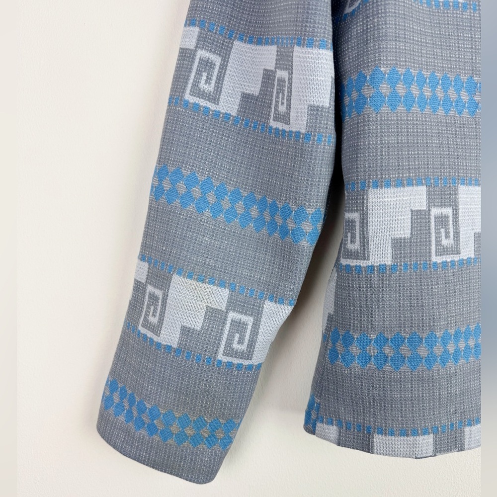 Vintage 70's Patterned Polyester Knit Blouse - image 8